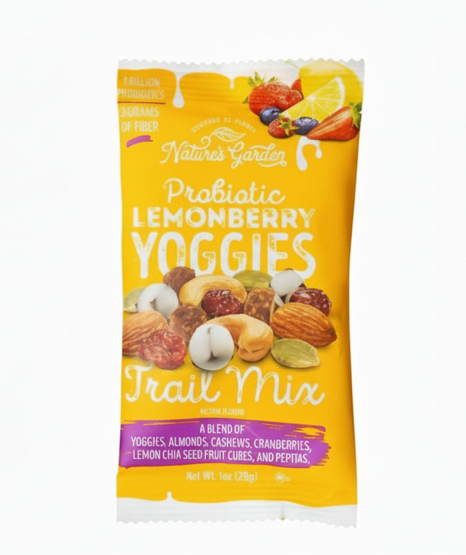 Nature's Garden Probiotic Yoggies Trail Mix, mezcla de mango y frutos rojos, 1 oz