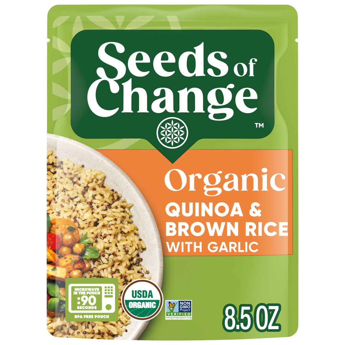 Seeds of Change Quinoa Ecológica y Arroz Integral con Ajo y Lentejas, 8.5 oz