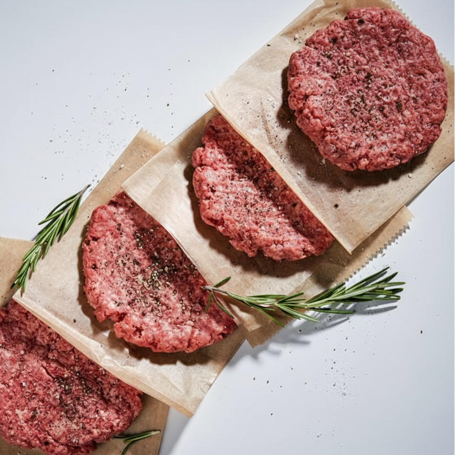 Hamburguesas de carne molida de res de 1/3 lb, 80 % magra, 20 % grasa, 4 unidades