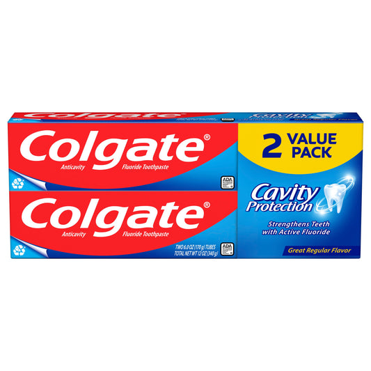 Colgate Crema Dental Anticaries con Flúor, Sabor Regular, 226 g, Paquete de 2