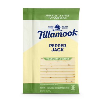 Tillamook Pepper Jack Sliced Cheese, Thick Cut, 9 ct