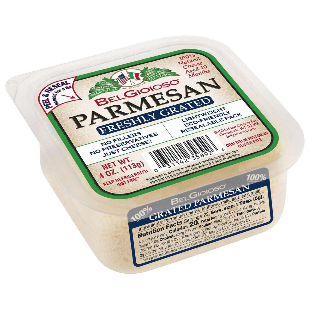 BelGioioso Grated Parmesan Cheese, 4 oz