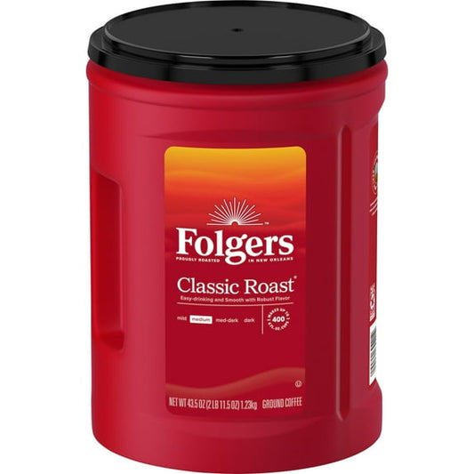 Café molido Folgers Classic Tostado Medio, 43.5 oz