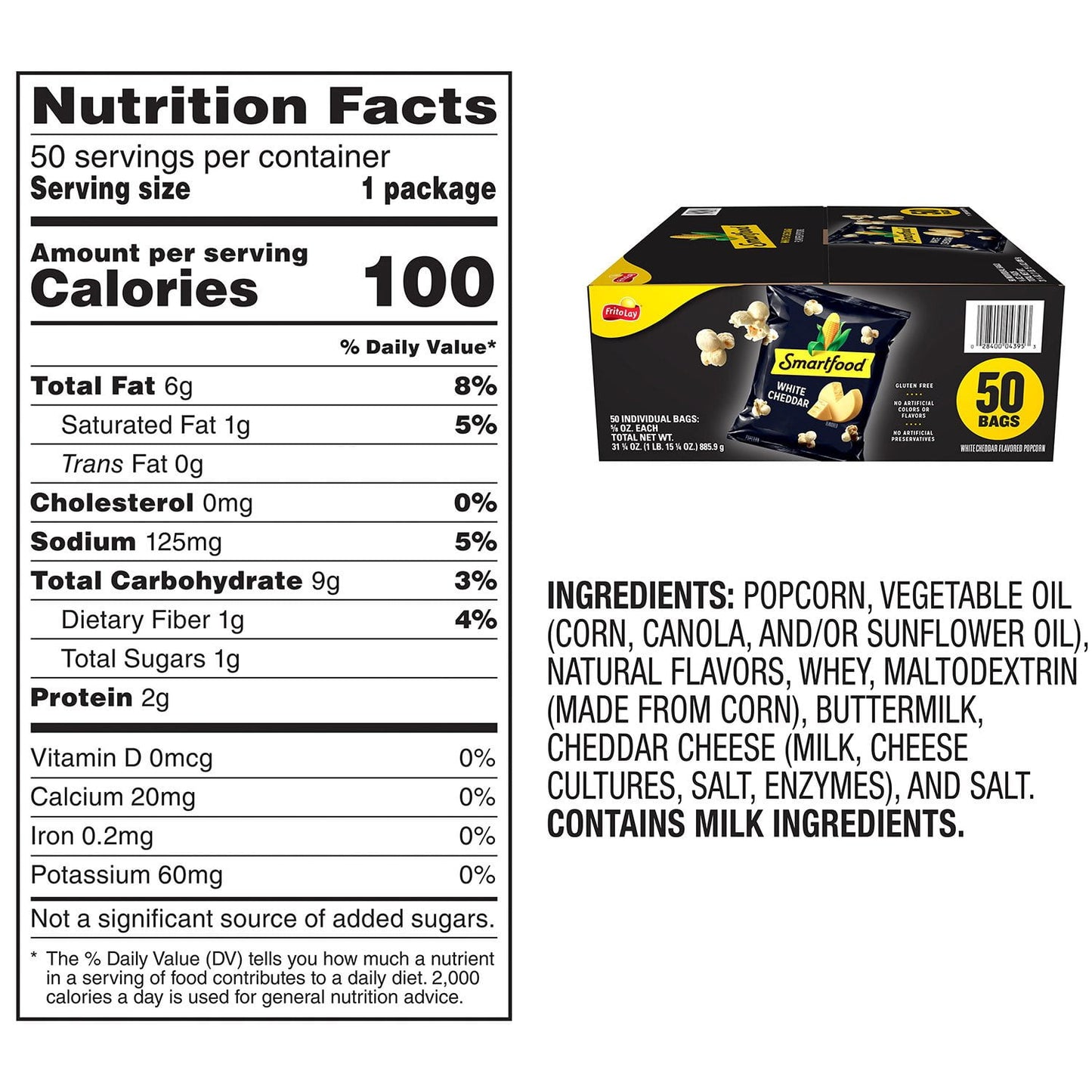 Smartfood Popcorn, White Cheddar, 0.625 oz