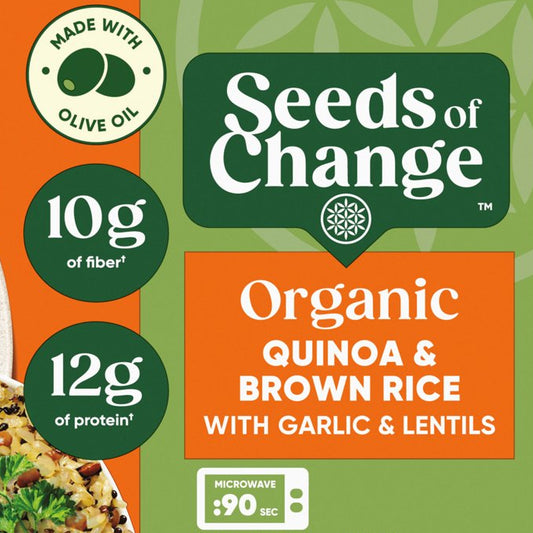Seeds of Change Quinoa y Arroz Integral Orgánico Certificado con Ajo, 8.5 oz