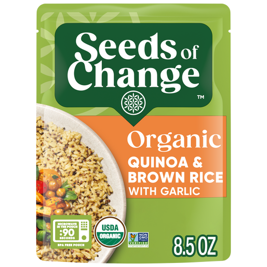 Seeds of Change Quinoa Ecológica y Arroz Integral con Ajo y Lentejas, 8.5 oz