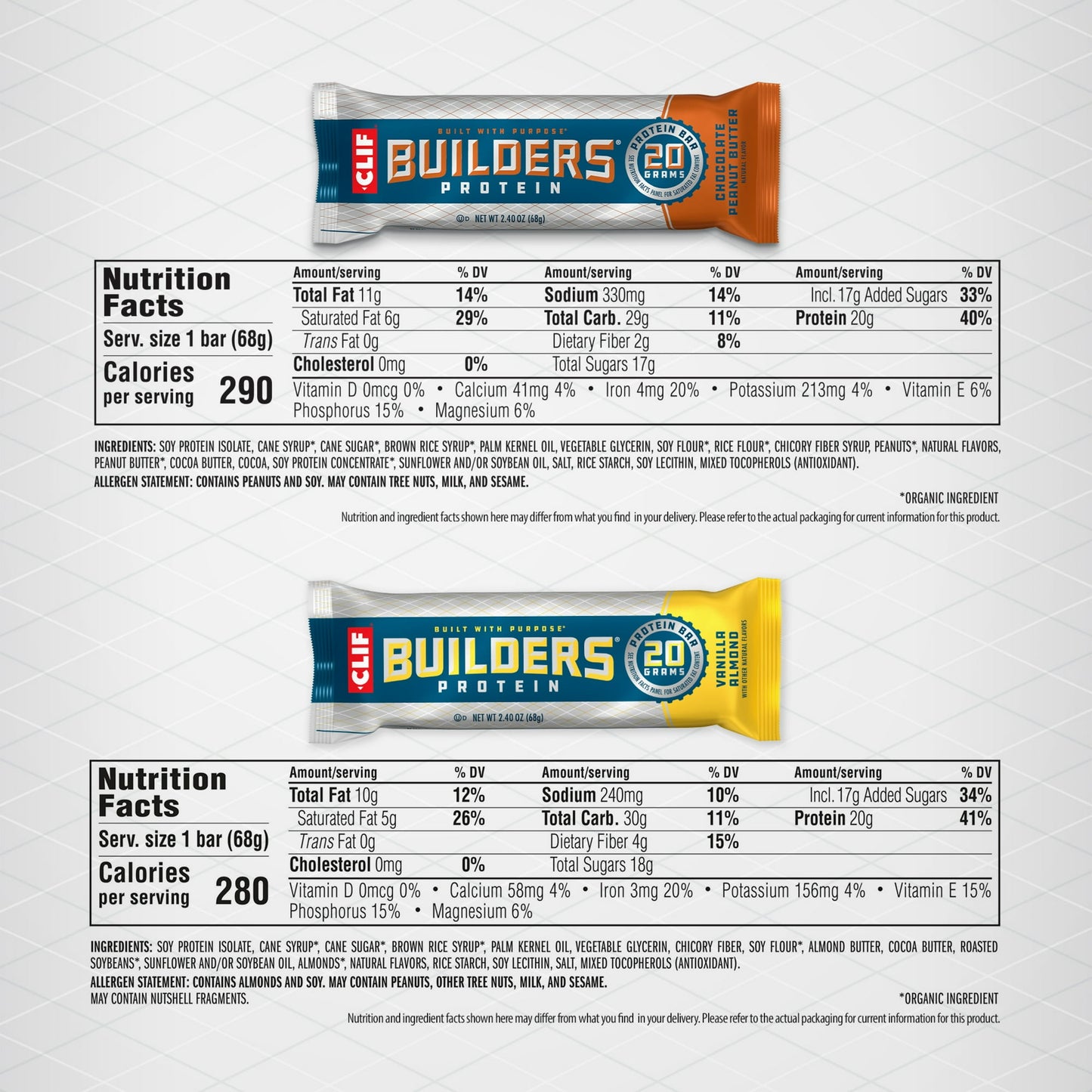 CLIF BUILDERS Gluten Free Protein Bars Variety Pack, 2.4 oz
