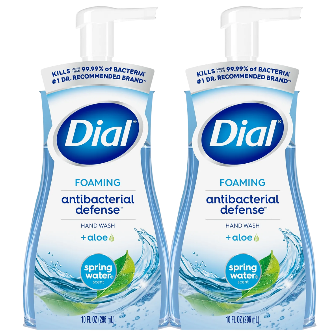 Jabón de manos espumoso antibacteriano Dial, Spring Water, 7.5 fl oz, paquete de 2
