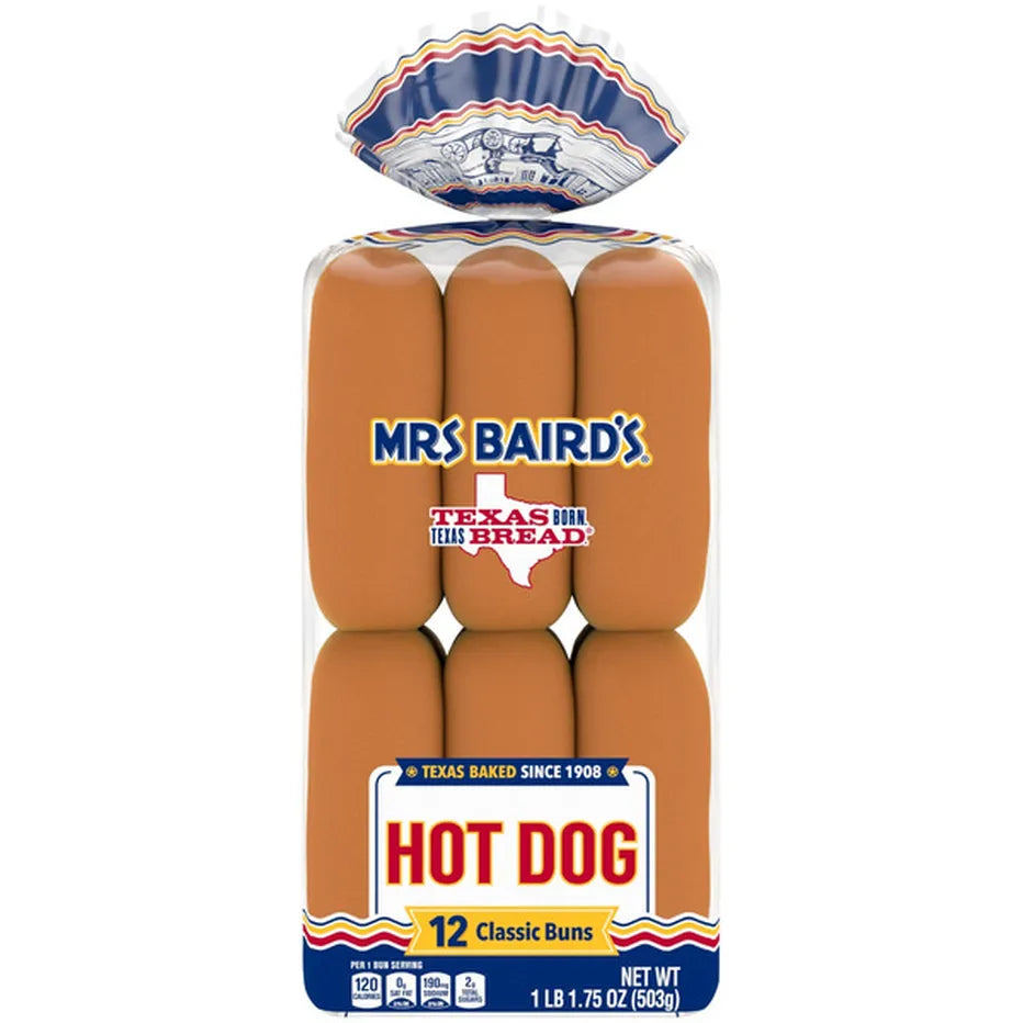 Panecillos clásicos para hot dogs Mrs. Baird's, 12 unidades