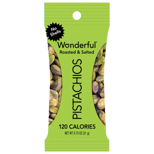Maravillosos pistachos salados y tostados, sin cáscara, 21 g